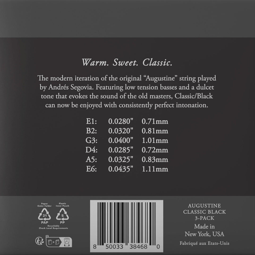 Augustine Strings for classic guitar Classic Label - 3 x Set Classic Black (normal/low)