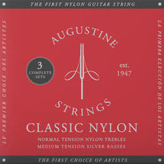 Augustine Strings for classic guitar Classic Label - 3 x Set Classic Red (normal/medium)