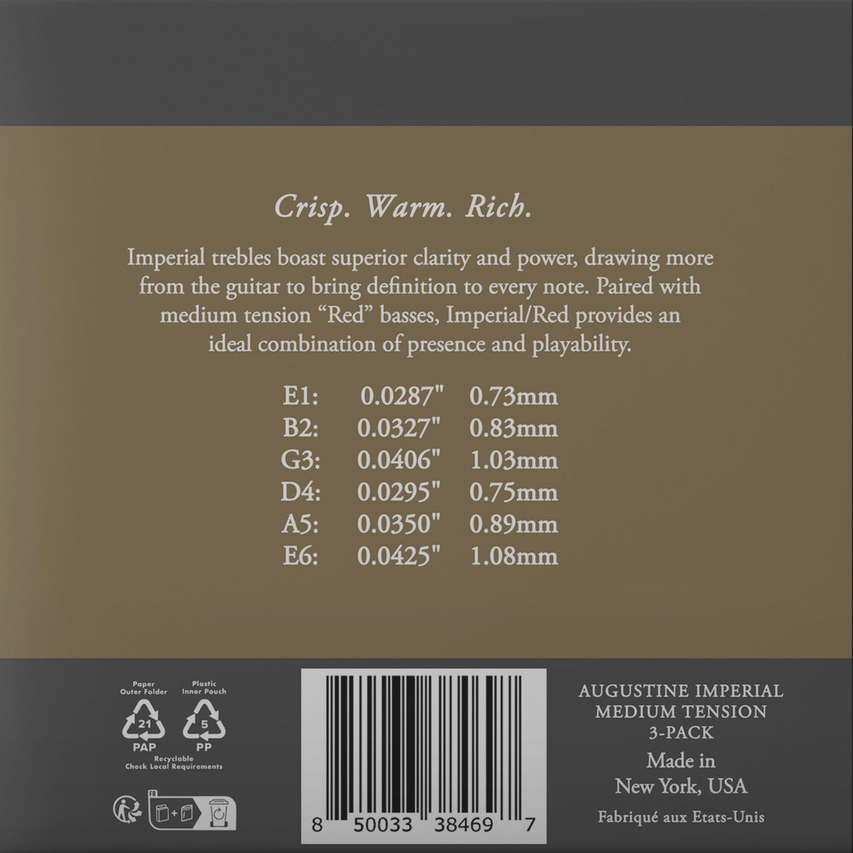 Augustine Strings for classic guitar Imperial Crystal Nylon medium - 3 x Set Imperial Red (medium/medium)