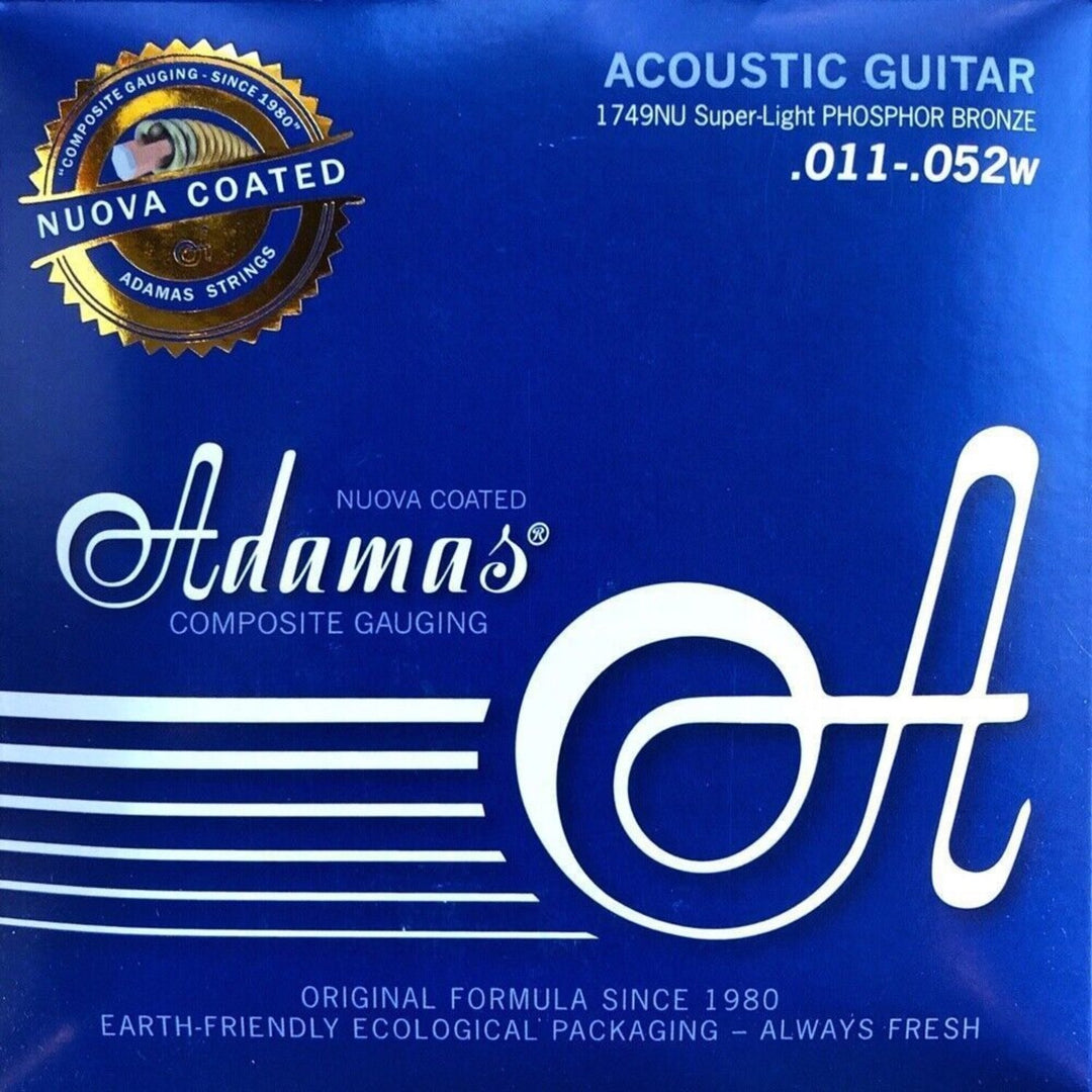 Adamas Strings for Acoustic Guitar Nuova phosphor bronze coated - Super-Light .011-.052 (1749NU)
