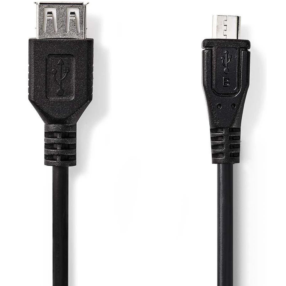 NY VARE - NEDIS USB Micro B han til USB A hun – Sort, 20 cm