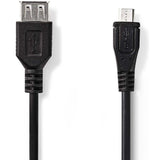 NY VARE - NEDIS USB Micro B han til USB A hun – Sort, 20 cm