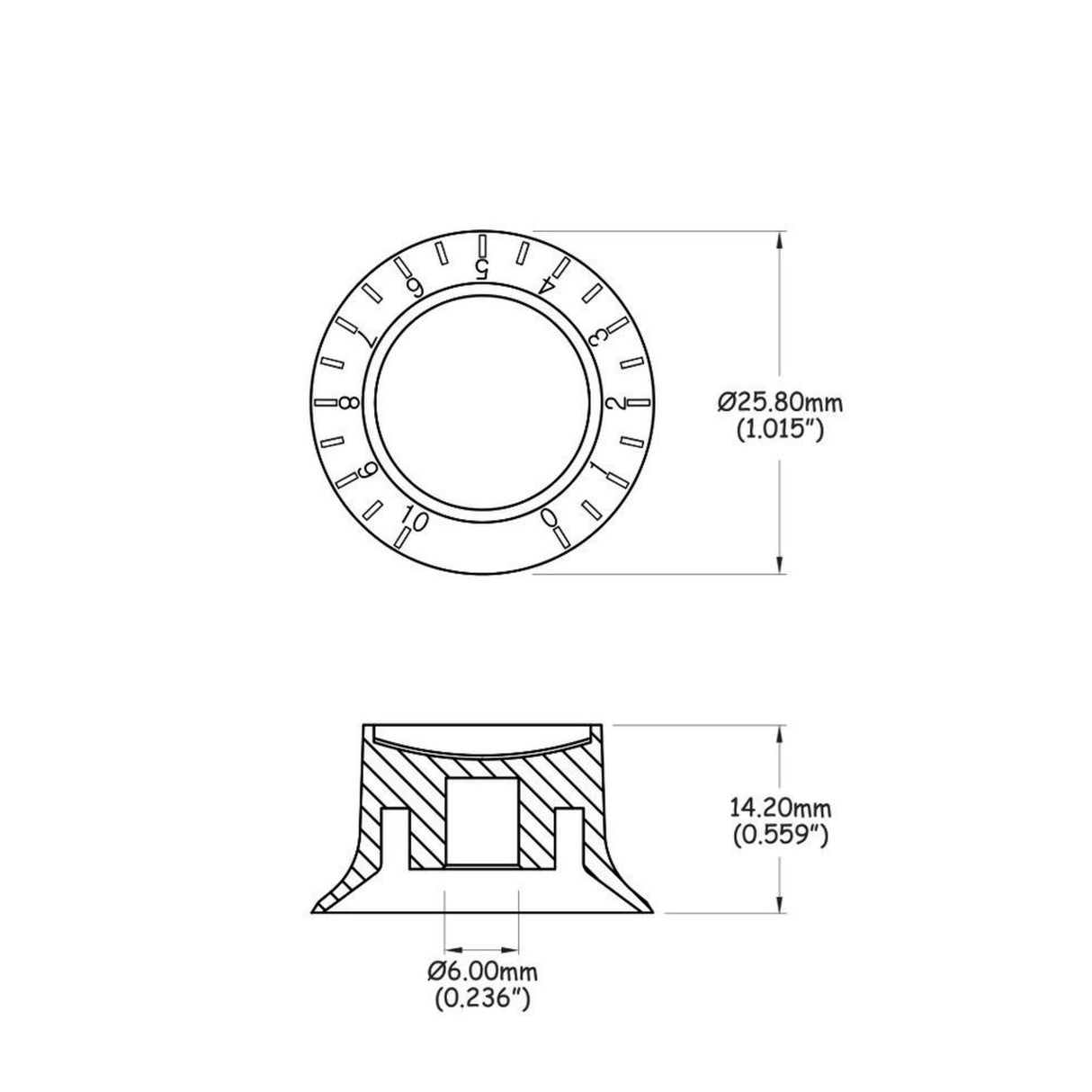 Partsland Poti button Gibson Style - Set Gibson Style