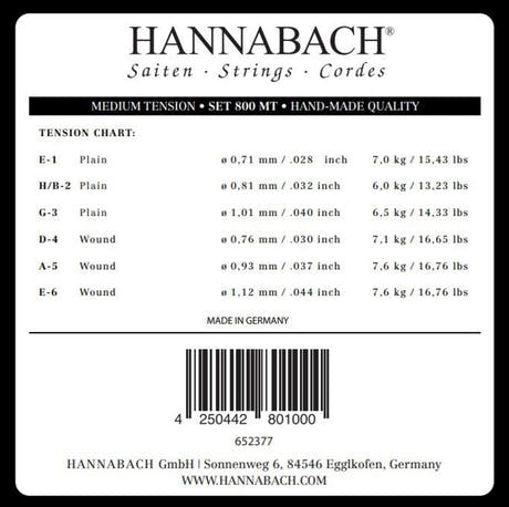 Hannabach Strings for classic guitar Serie 800 Medium tension Silver plated - Set medium (800MT)