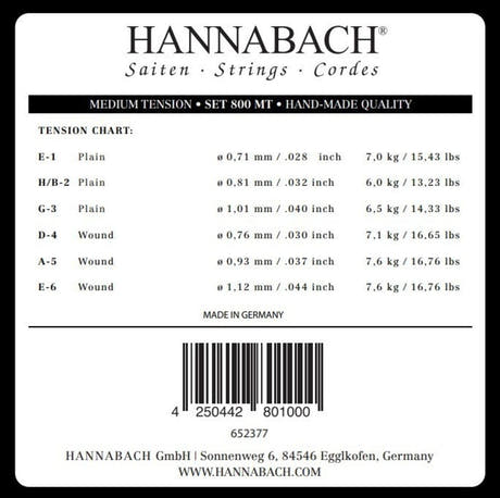 Hannabach 800 diskantsæt E1, H/B2 og G3, medium tension
