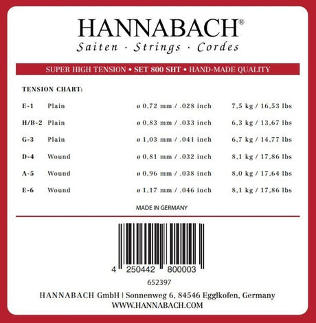 Hannabach Strings for classic guitar Serie 800 Super High Tension Silver plated - Set super high (800SHT)