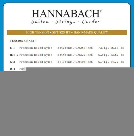 Hannabach 825 H/B2 diskantstreng til klassisk guitar, high tension