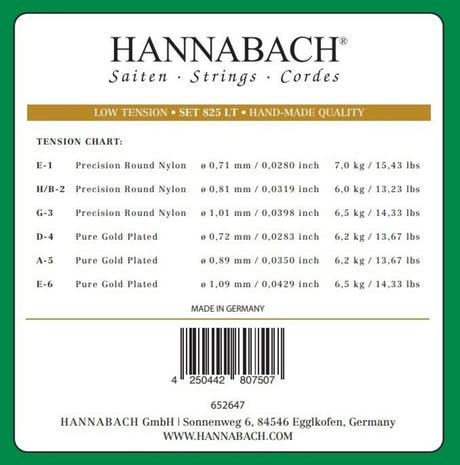 Hannabach 825 E6 basstreng til klassisk guitar, low tension