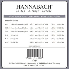 Hannabach 900 E6 basstreng til klassisk guitar, medium/low tension