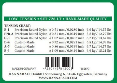 Hannabach 728 Custom Made diskantsæt til klassisk guitar, low tension
