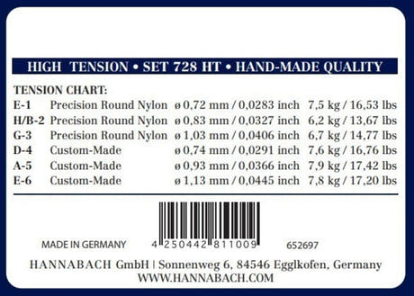 Hannabach 728 Custom Made diskantsæt til klassisk guitar, high tension