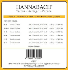 Hannabach Strings for classic guitar Series 725 Medium/High Tension Goldin - Set of 3 bass (7257MHT)