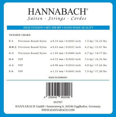 Hannabach 850 E6 basstreng til klassisk guitar, high tension