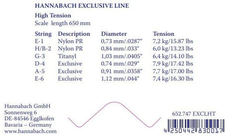 Hannabach Exclusive H/B2 diskantstreng, klassisk guitar, high tension