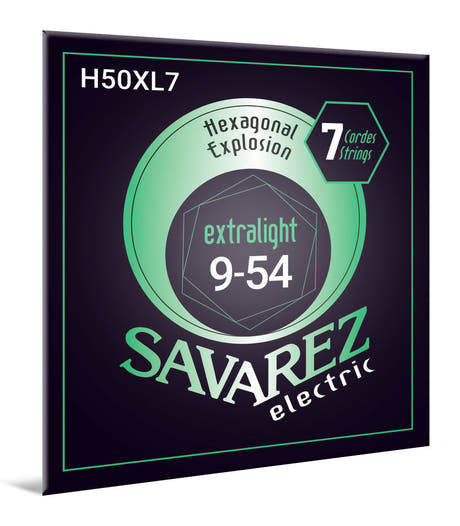 Savarez H50XL7 Hexagonal Explosion 7-strenget elguitar, .009 til .054