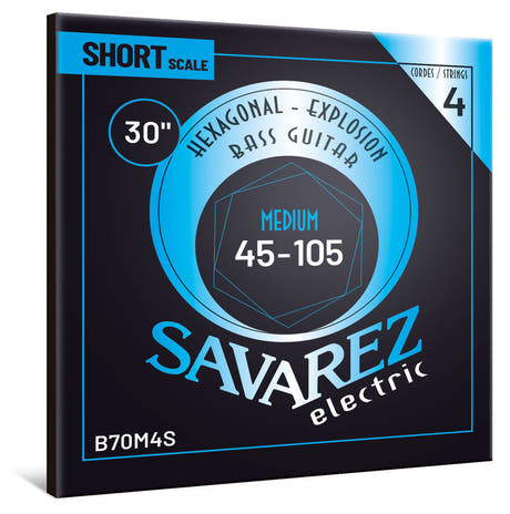 Savarez B70M4S Hexagonal Explosion 4-strenget bas, medium short scale