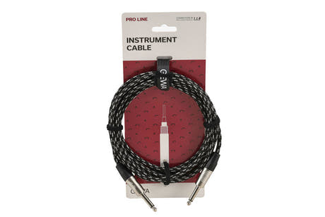 GEWA Pro Line instrumentkabel 3 m, sort-hvid tweed, lige jack