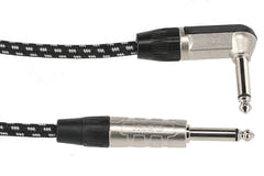 GEWA Pro Line instrumentkabel 6 m, sort-hvid tweed, vinklet jack