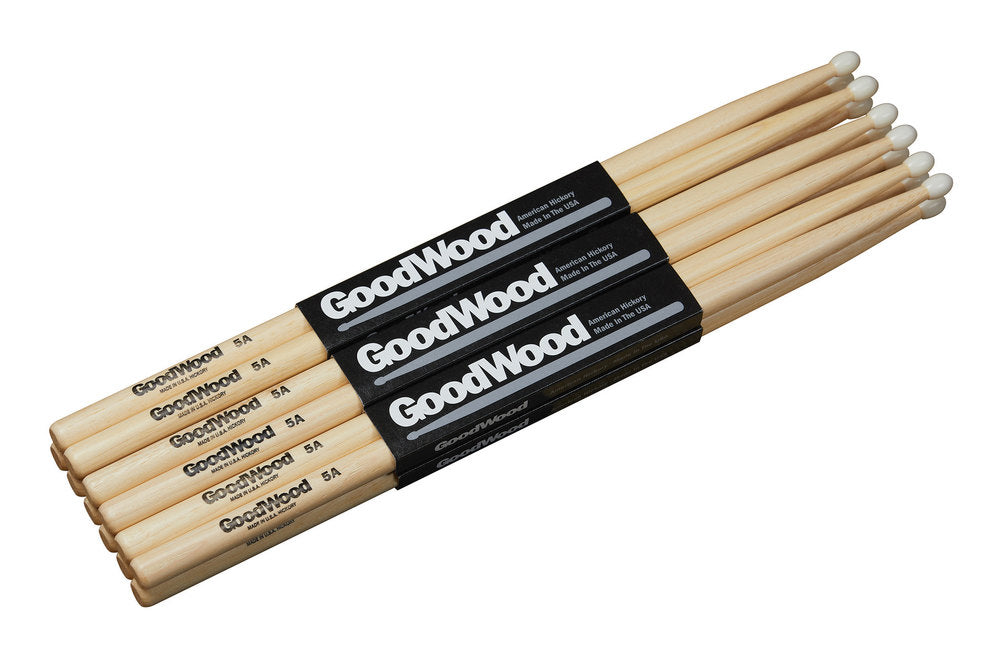 Vater Goodwood 5A trommestikker, hickory 2. sortering, nylonspids