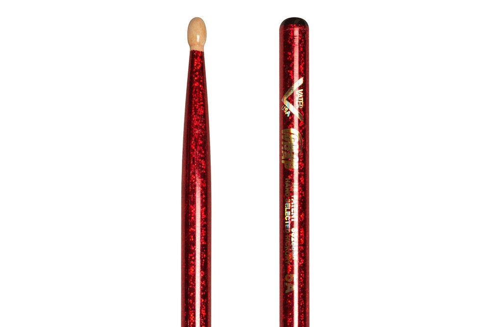 Vater Color Wrap 5A Red Sparkle trommestikker, hickory, træspids