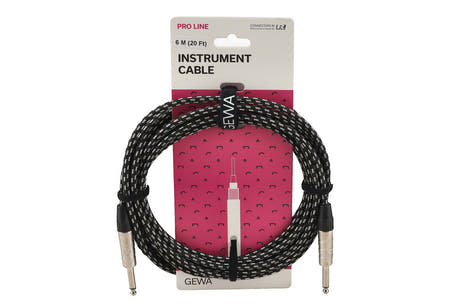 GEWA Pro Line instrumentkabel 6 m, sort-hvid tweed, lige jack