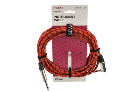 GEWA Pro Line instrumentkabel 6 m, lige og vinklet jack