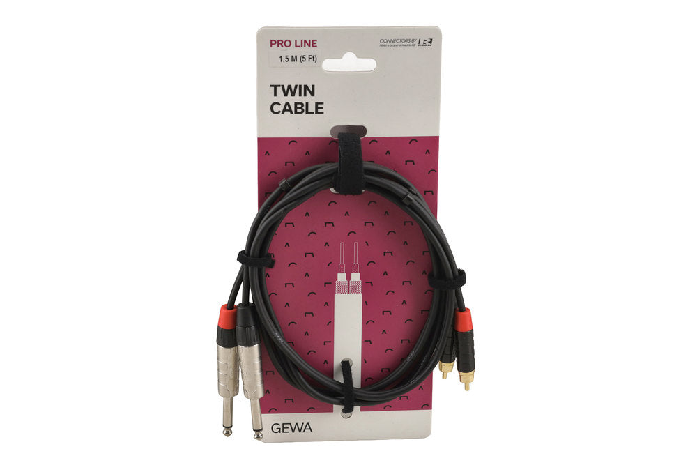 GEWA Pro Line dobbeltkabel 1,5 m, 2 x jack til 2 x cinch