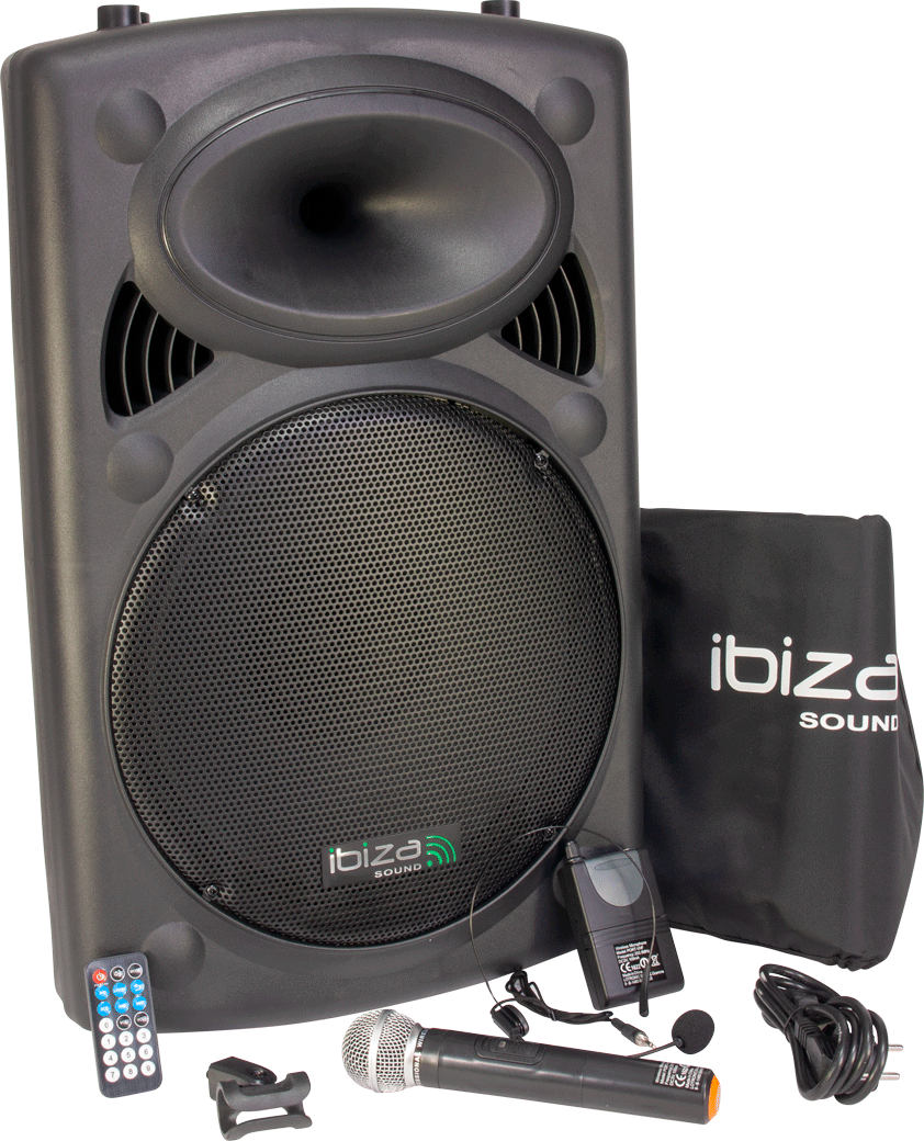 Ibiza Transportabel Højttaler m. 15" Bas (Sort, 800W)