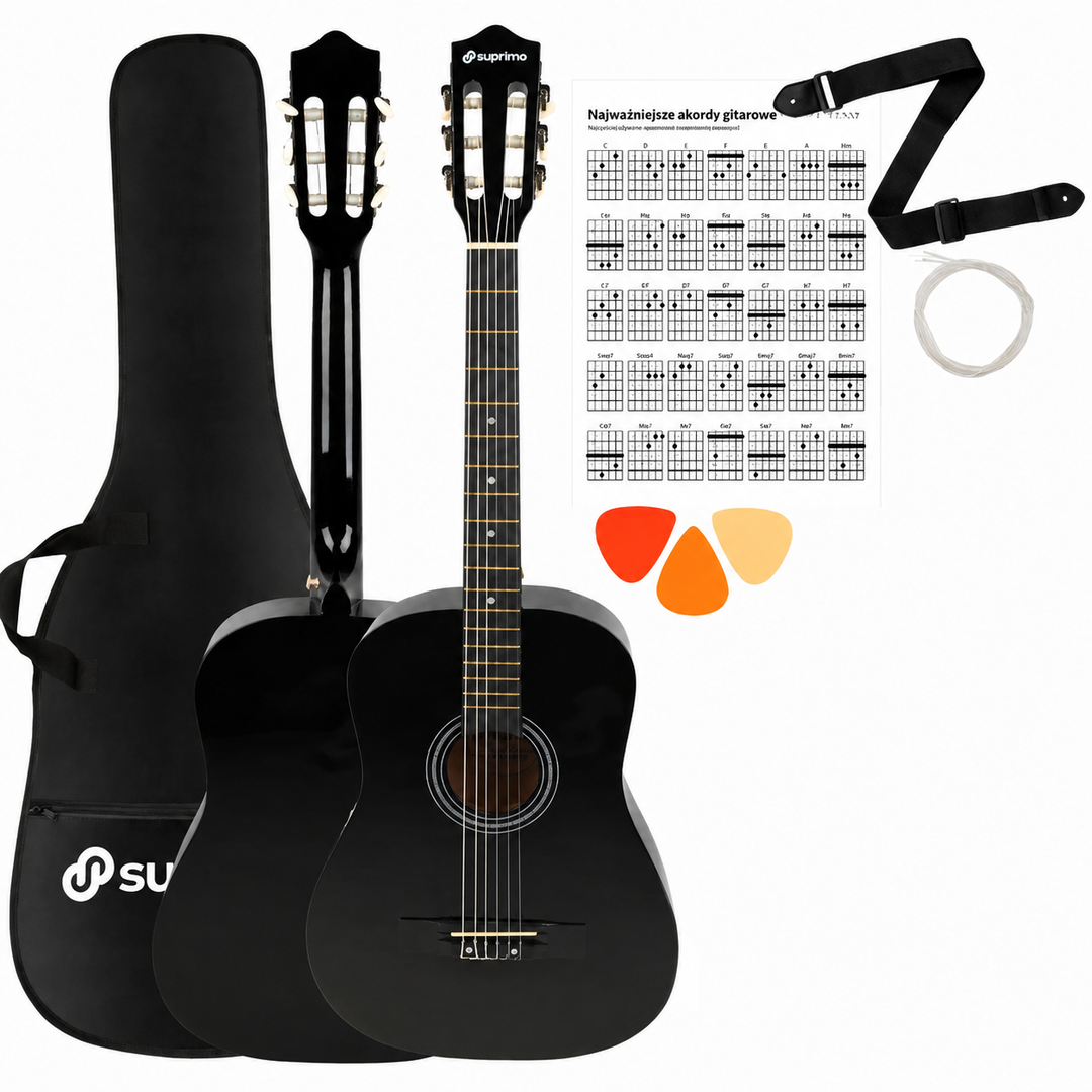 Suprimo CGS2 BK Klassisk guitarsæt 4/4, Sort