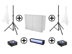 EUROLITE Set AKKU 2x Flat light 3 bk + Bar-6 + Stands