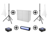 EUROLITE Set AKKU 2x Flat light 3 bk + Bar-6 + Stands
