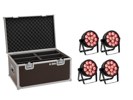 EUROLITE Set 4x LED 4C-12 Silent Slim Spot + Case