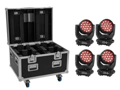 EUROLITE Set 4x LED TMH-X4 Moving Head Wash Zoom + EU Case with wheels