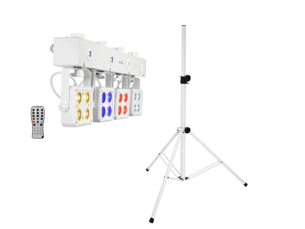 EUROLITE Set LED KLS-180 hvid + BS-2 EU højttalerstativer i hvid