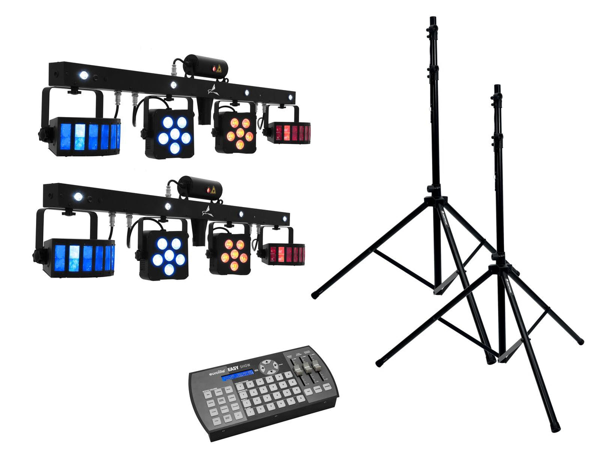 Eurolite 2x LED KLS Laser Bar PRO + Easy Show + 2x M-4 Stativ