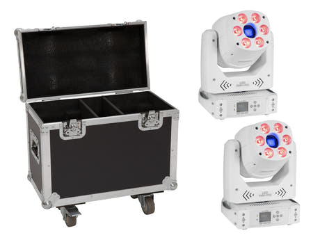 EUROLITE Set 2x LED TMH-H90 Hybrid Moving Head Spot/Wash COB wh + Case