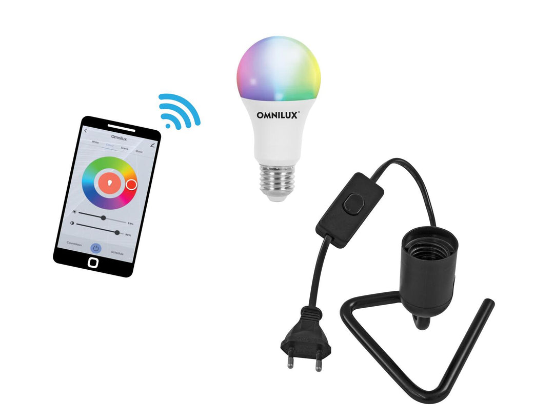 EUROLITE Set LED E27 RGB/WW/CW WiFi + Triangle Base black