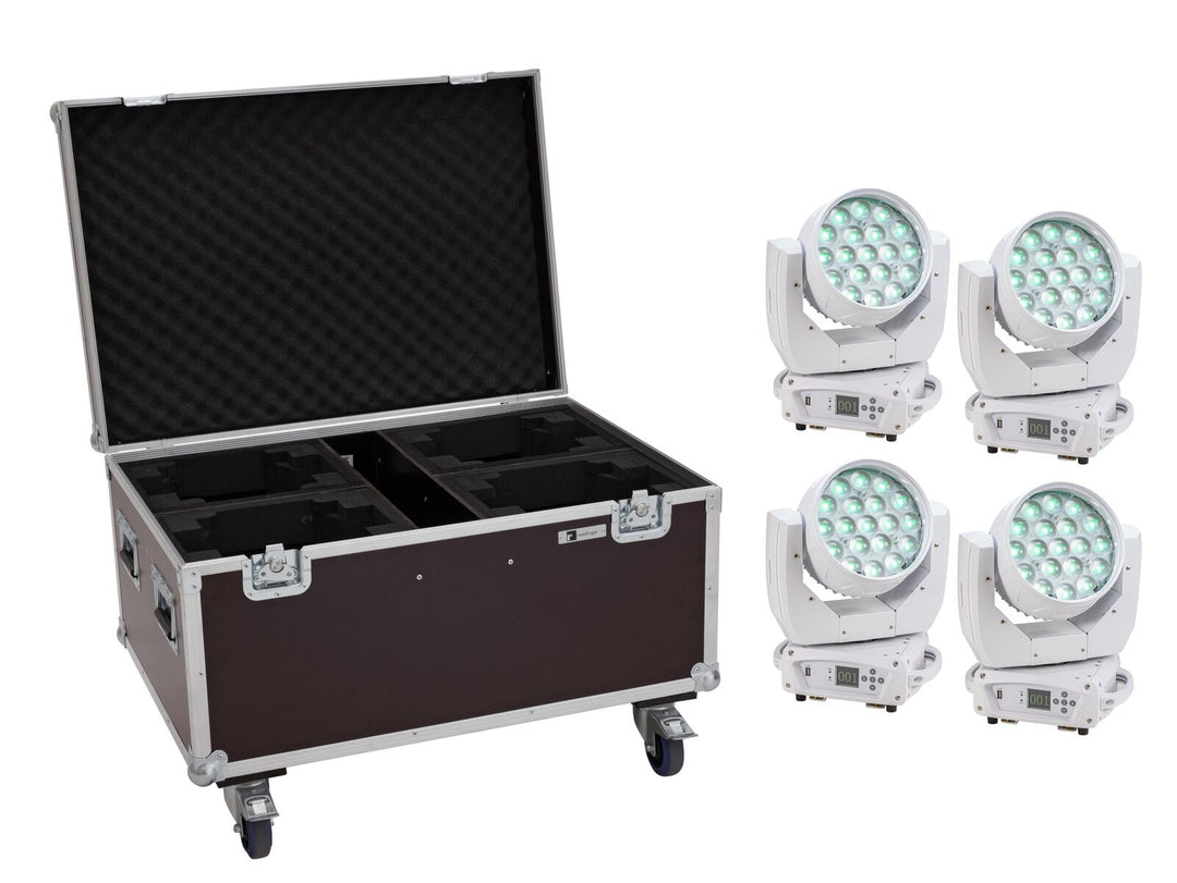 EUROLITE Set 2x LED TMH-X4 Moving Head Wash Zoom wh + EU Case with wheels