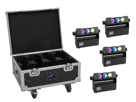 EUROLITE Set 4x AKKU MBT-3 Spot MK2 + Flightcase with wheels and charging function