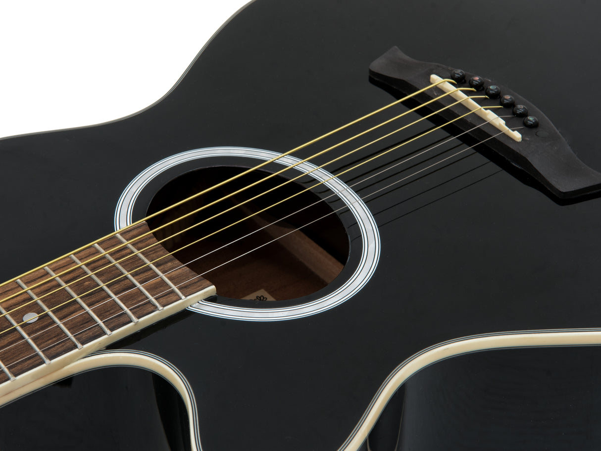 DiMavery AW-400 Western Guitar LH (Sort)