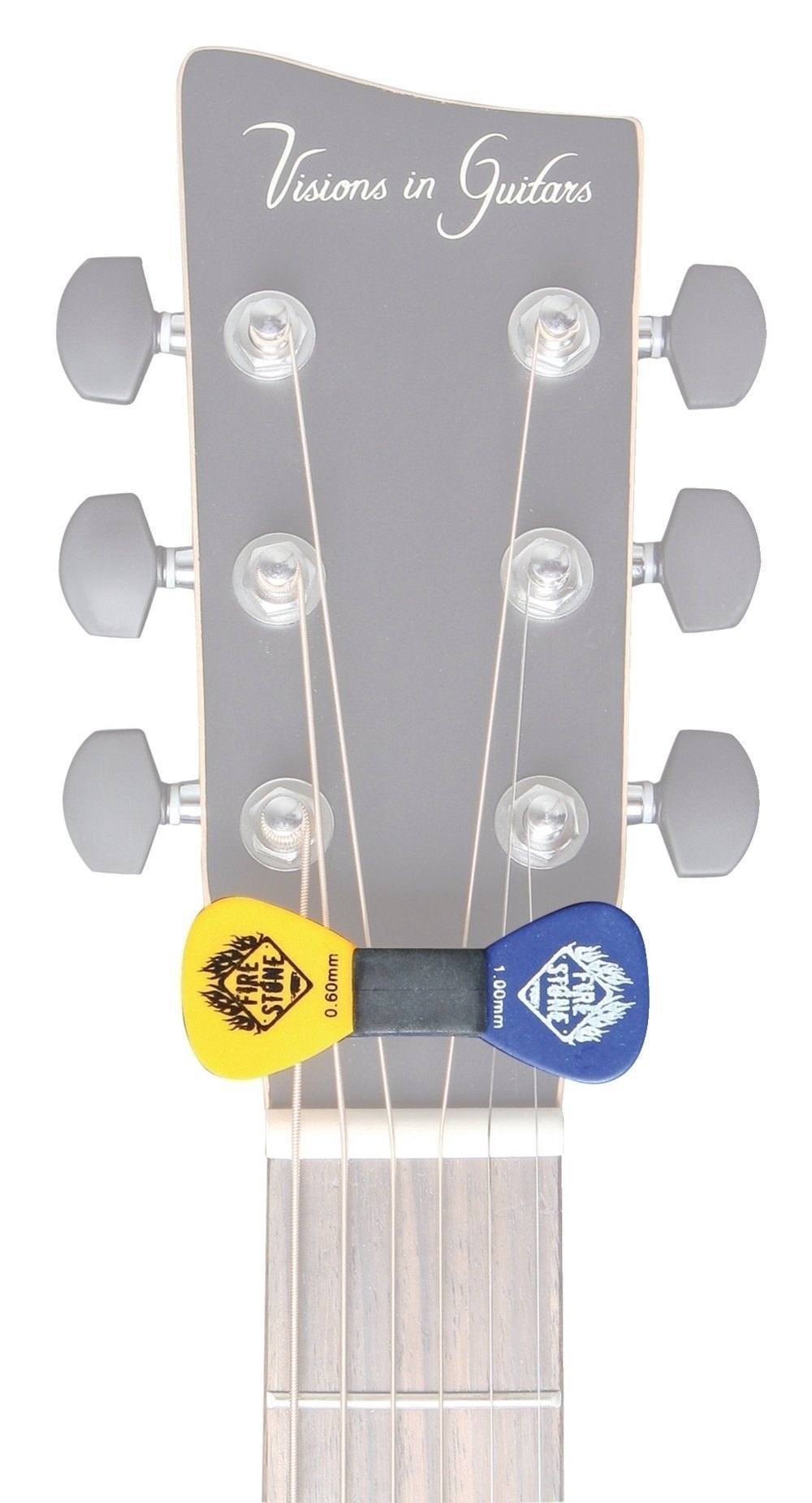 Fire & Stone plekterholder i gummi til guitarens hoved, 5 stk.