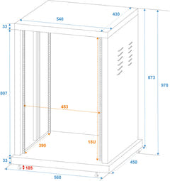 ROADINGER Steel Rack SR-19, 18U