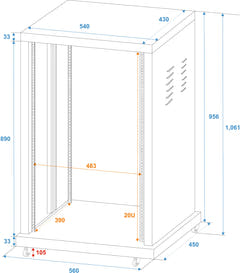 ROADINGER Steel Rack SR-19, 20U