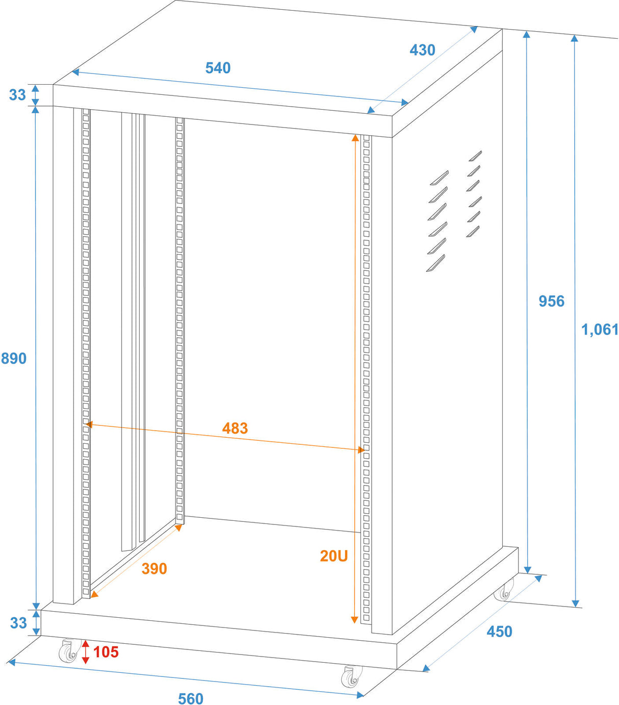 ROADINGER Steel Rack SR-19, 20U
