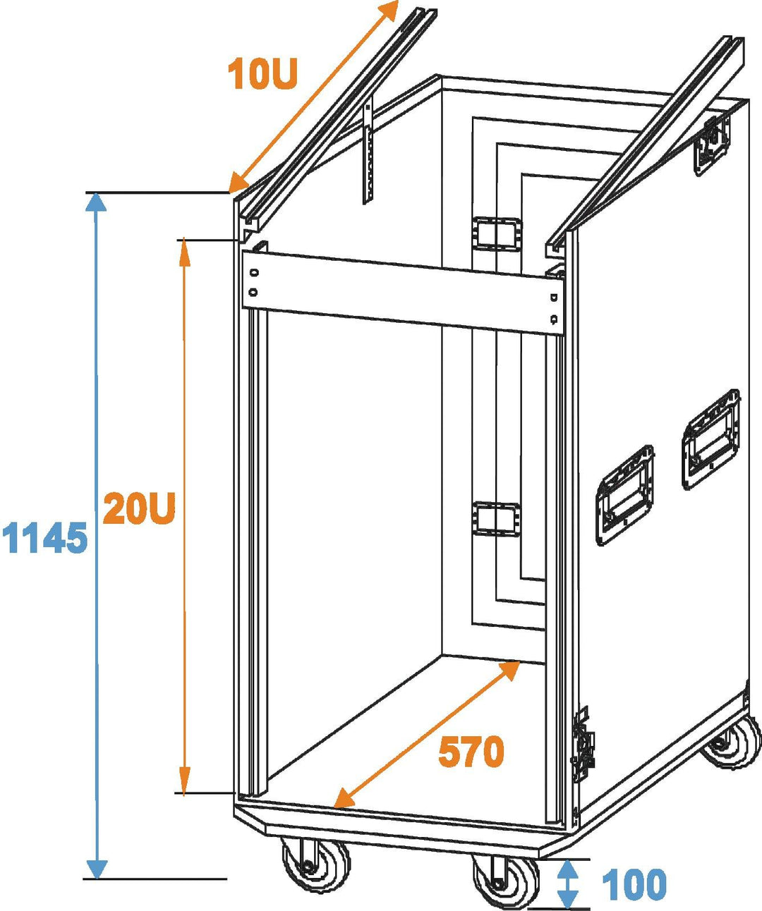 Roadinger Combo Case Pro 20U m. Hjul