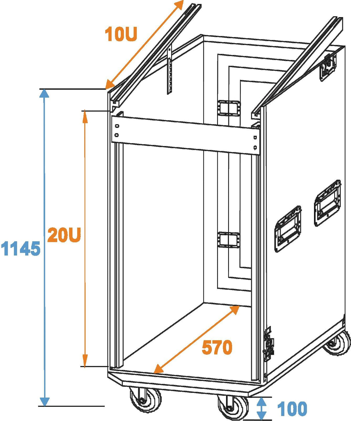 Roadinger Combo Case Pro 20U m. Hjul