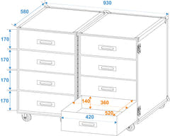 ROADINGER DD-2 Universal Roadie Case Double Drawer