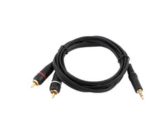 OMNITRONIC Adapter Cable 3.5 Jack/2xRCA 3m bk