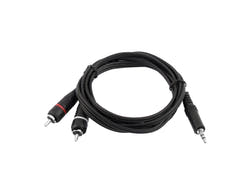 OMNITRONIC Adapter Cable 3.5 Jack/2xRCA 1.5m bk