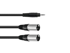 OMNITRONIC Adapter Cable 3.5 Jack/2xXLR(M) 1.5m bk